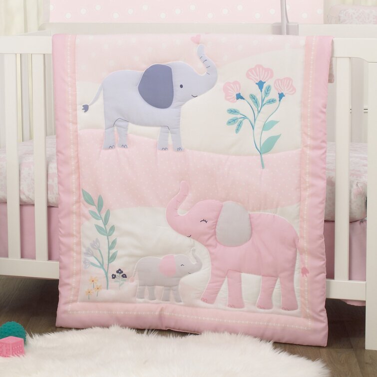 Pink elephant outlet crib bedding